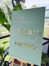 Load image into Gallery viewer, Sage Green Personalised Wedding Sign | Modern Acrylic Sign | Wedding Signage