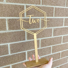 Load image into Gallery viewer, Modern Wedding Table numbers - Acrylic event decor - Gold numbers for weddings, functions & Dinner parties