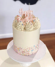 Load image into Gallery viewer, Pastel baby pink happy birthday cake topper / Cake decoration / 3D cake topper / Unicorn Cake