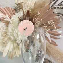 Load image into Gallery viewer, Stemless drink tags | drink accessories | round glass tag