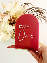 Load image into Gallery viewer, Modern Wedding Table numbers - Acrylic event decor - Arch table numbers
