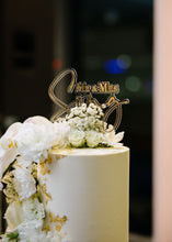 Load image into Gallery viewer, Wedding Cake Topper / Engagement Cake decor / Modern Cake topper / Gold Mirror floating cake topper /