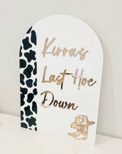 Load image into Gallery viewer, Country Hens Acrylic Welcome Sign | How Down | bridal Shower acrylic sign | event signage | hen decor