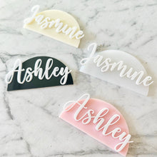 Load image into Gallery viewer, Clear acrylic engraved - wedding place cards - wedding favours - table decoration