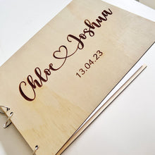 Load image into Gallery viewer, Custom Guestbook - Wooden Wedding Guestbook - Engraved - A4