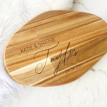 Load image into Gallery viewer, Personalised Engraved Acacia Chopping board - Gifts for weddings