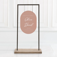 Load image into Gallery viewer, Modern oval wedding welcome sign | Boho wedding sign | Personalised sign | Retro wedding sign