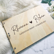 Load image into Gallery viewer, Custom Guestbook - Wooden Wedding Guestbook - Engraved - A4