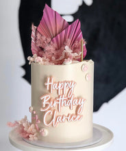 Load image into Gallery viewer, Personalised Cake Topper plaque / Front Cake Sign / pastel pink / Girls Birthday