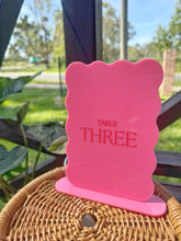 Load image into Gallery viewer, Wavy Wedding Table numbers - Acrylic event decor - Arch
