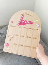 Load image into Gallery viewer, Personalized First Birthday Milestone Board | Acrylic Baby Photo Display
