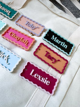 Load image into Gallery viewer, Acrylic Rectangle Wavy bag tag | name accessories | back to school
