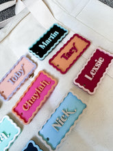 Load image into Gallery viewer, Acrylic Rectangle Wavy bag tag | name accessories | back to school
