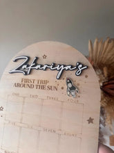 Load image into Gallery viewer, First Birthday Board | FIrst lap around the sun | space theme
