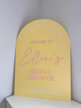 Load image into Gallery viewer, Personalised Bridal Shower Welcome Sign – Custom Acrylic Arch Sign
