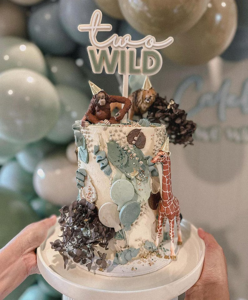 Custom birthday cake topper | Two wild design | pink topper