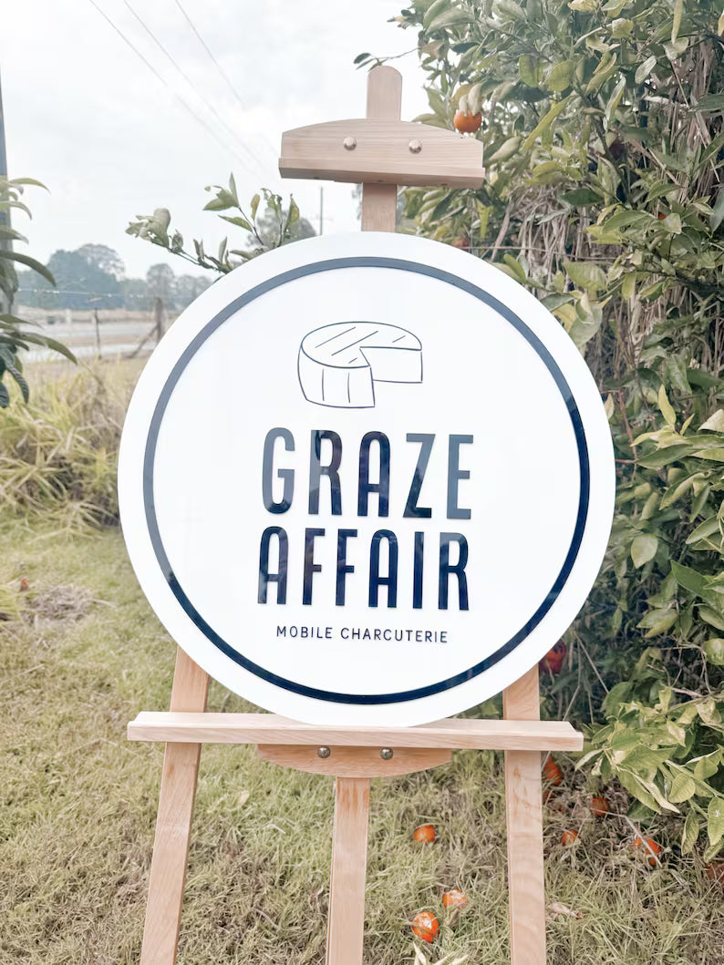 Custom Acrylic Business Sign – Grazing Table Sign, Hospitality Sign, Salon Sign, Market Display, Personalised Logo Sign – Many Colours