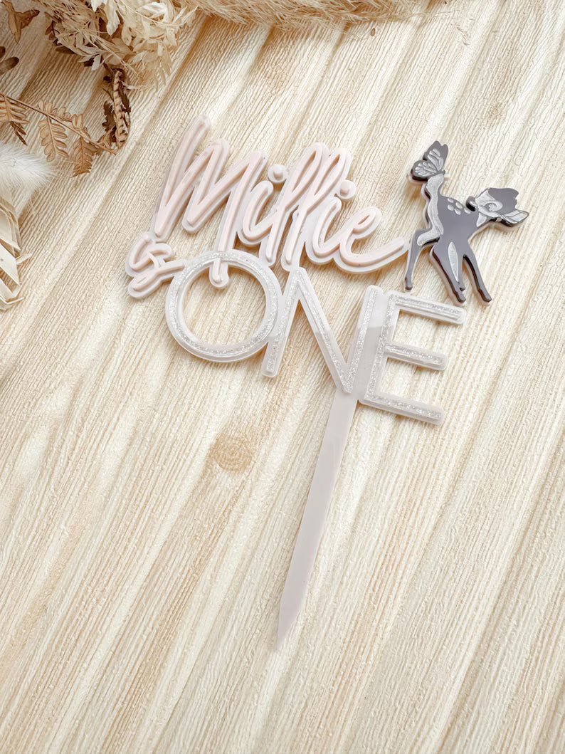Bambii-Themed Acrylic Cake Topper – A5 Size – Birthday or Baby Shower Cake Decoration – Many Colours