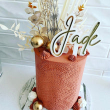 Load image into Gallery viewer, Single name | Double Acrylic | two layer Cake Topper | modern birthday cake decorations
