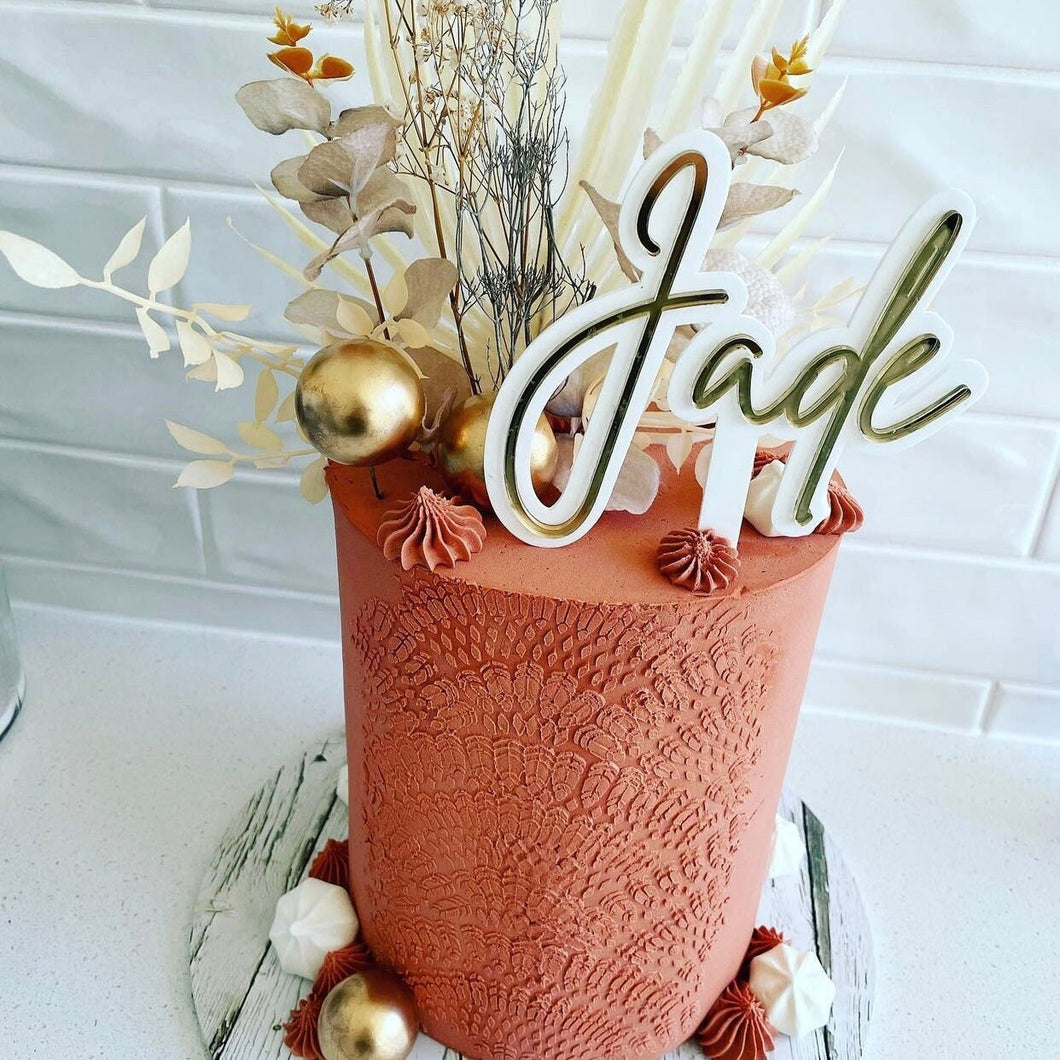 Single name | Double Acrylic | two layer Cake Topper | modern birthday cake decorations