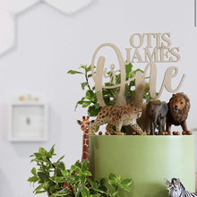 Load image into Gallery viewer, 1st Birthday wooden cake topper | SAFARI theme
