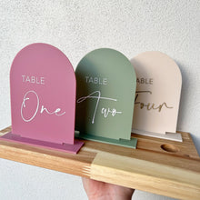 Load image into Gallery viewer, Modern Wedding Table numbers - Acrylic event decor - Arch table numbers
