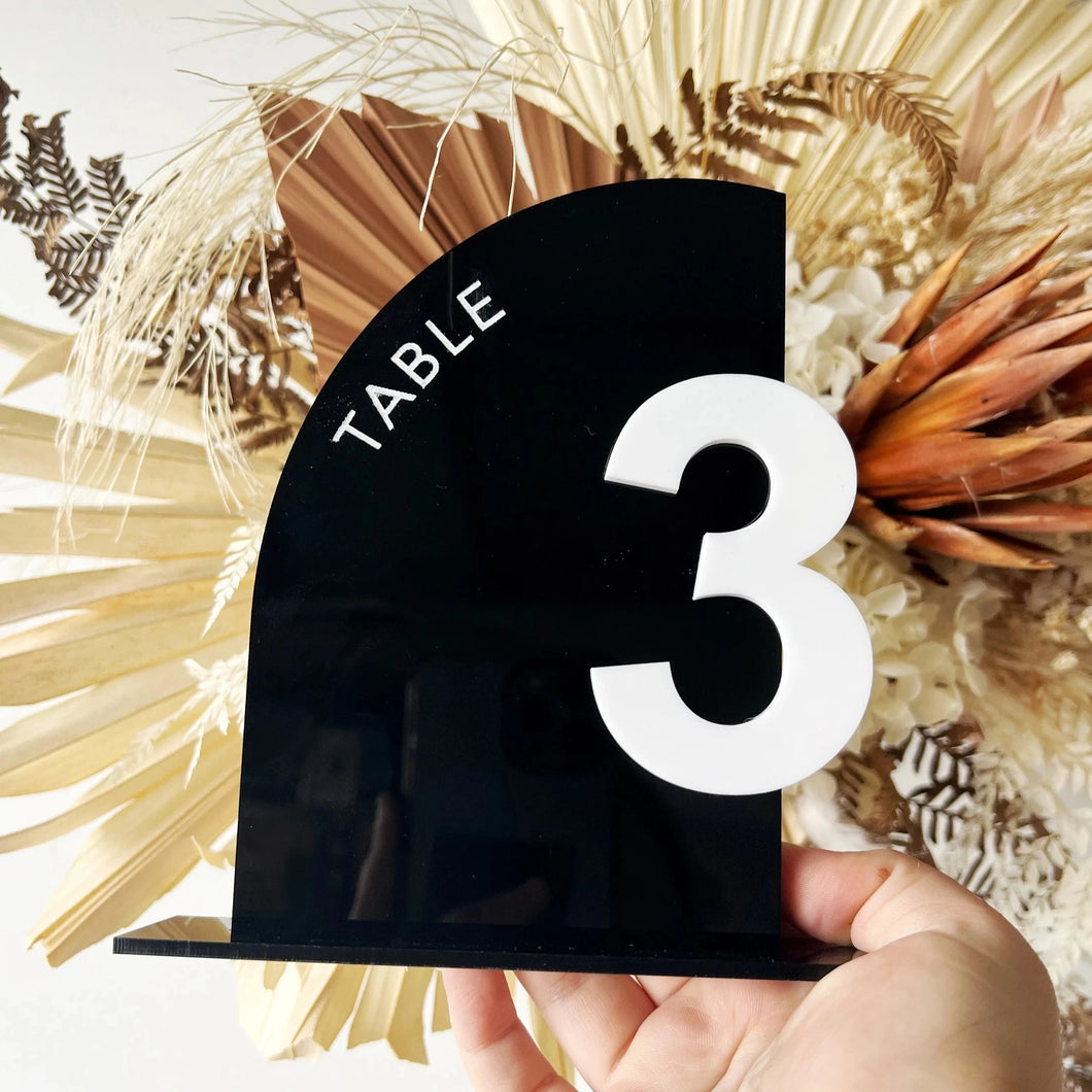 Modern Wedding Table numbers - Acrylic event decor - Arch table numbers