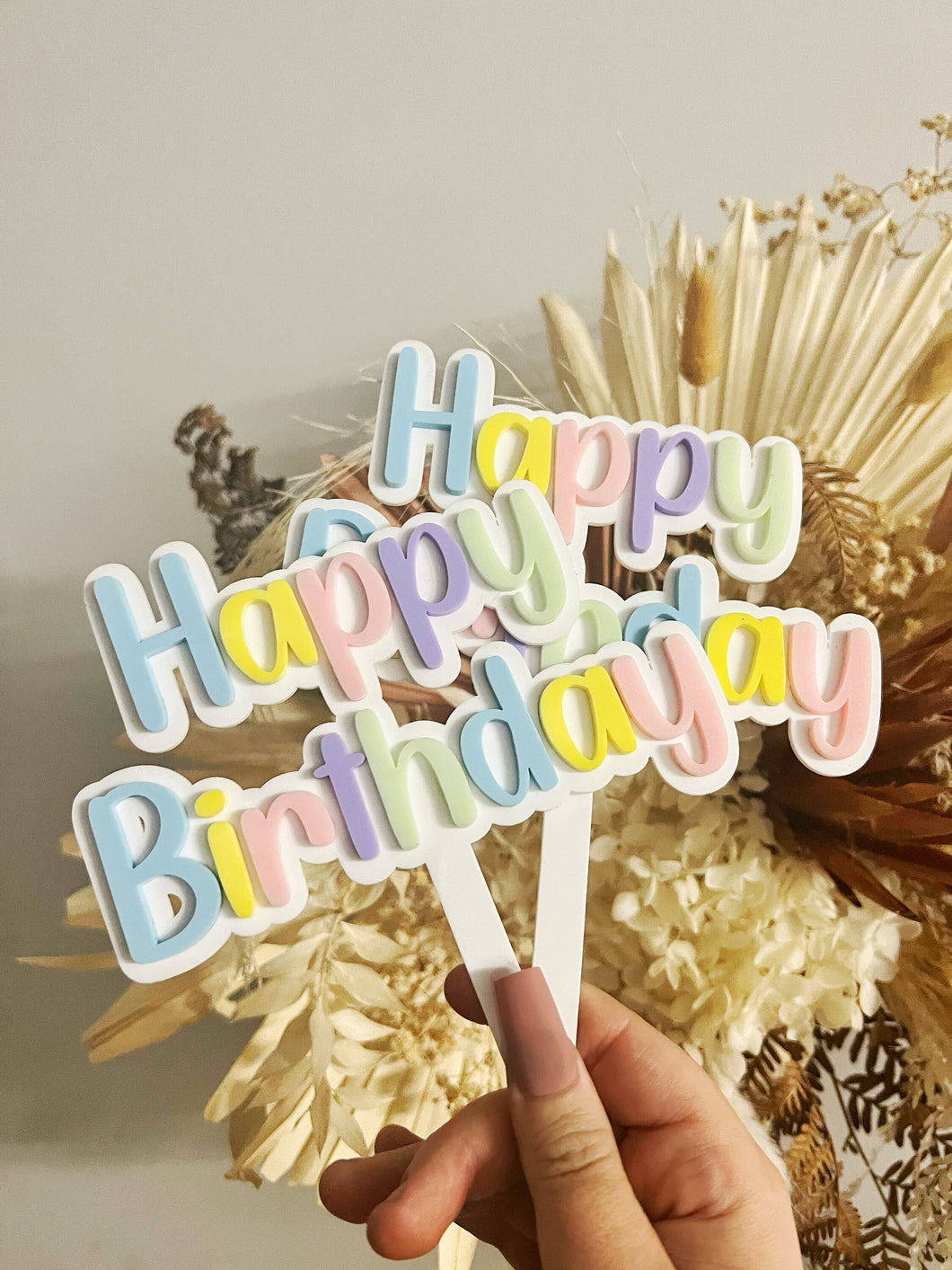 PASTEL happy birthday topper - customisable