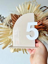 Load image into Gallery viewer, Modern Wedding Table numbers - Acrylic event decor - Arch table numbers
