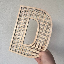 Load image into Gallery viewer, Name Sign Custom - Rattan Letters - Wooden Wall Sign
