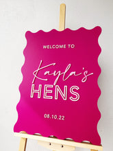 Load image into Gallery viewer, Hens Acrylic Welcome Sign | bridal Shower acrylic sign | event signage | hen decor
