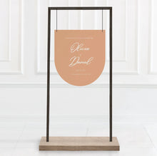 Load image into Gallery viewer, Modern oval wedding welcome sign | Boho wedding sign | Personalised sign | Retro wedding sign
