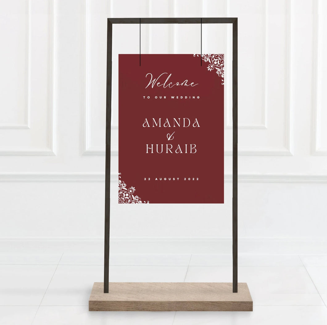 Traditional wedding welcome sign | Boho wedding sign | Personalised sign | Retro wedding sign