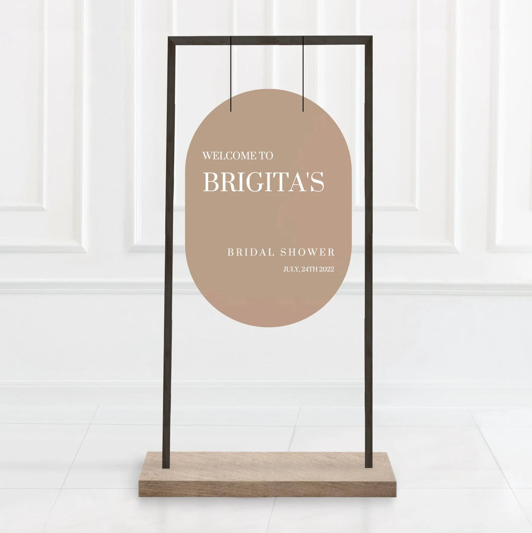 Modern oval wedding welcome sign | Boho wedding sign | Personalised sign | Retro wedding sign