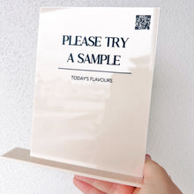 Load image into Gallery viewer, Erasable whiteboard | please try a sample | market stall sign
