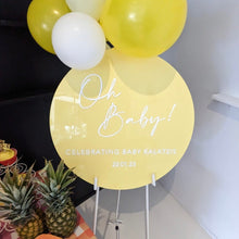 Load image into Gallery viewer, Baby Shower round sign | Blue Baby Sign | Acrylic Sign | Baby Announcement
