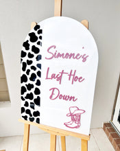 Load image into Gallery viewer, Country Hens Acrylic Welcome Sign | How Down | bridal Shower acrylic sign | event signage | hen decor
