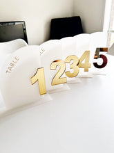 Load image into Gallery viewer, Modern Wedding Table numbers - Acrylic event decor - Arch table numbers
