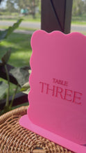 Load and play video in Gallery viewer, Wavy Wedding Table numbers - Acrylic event decor - Arch
