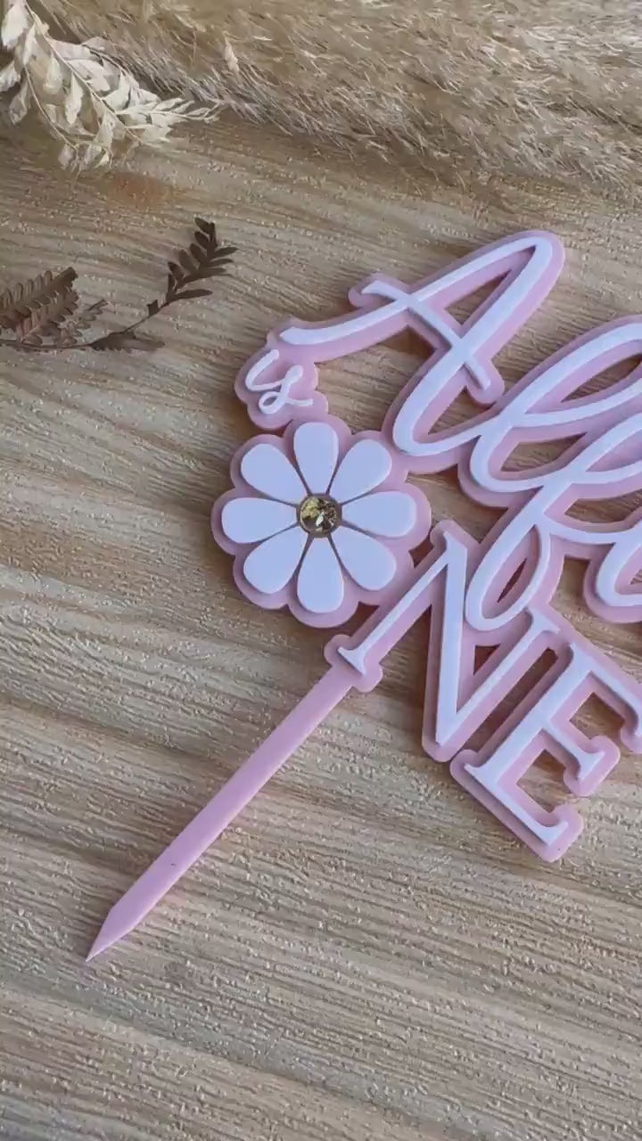 Daisy “One” Acrylic Cake Topper – 1st Birthday Cake Decoration – A5 Size – Many Colours Available