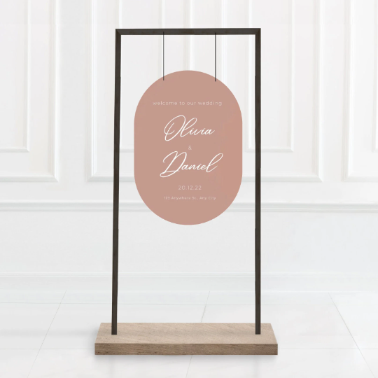 Modern oval wedding welcome sign | Boho wedding sign | Personalised sign | Retro wedding sign