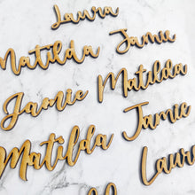 Load image into Gallery viewer, Wedding wood name places | place settings | Guest seating placecards
